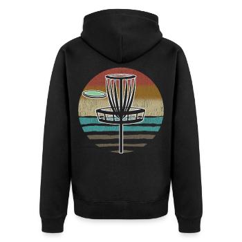 Coucher de soleil sur le disc golf - Veste à capuche bio Premium Unisexe - noir - Dos - Nico (187cm)