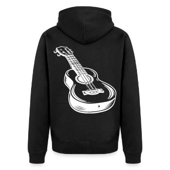 Ukulele Skizze - Unisex Premium Bio Zip Hoodie - Schwarz - Hinten - Nico (187cm)