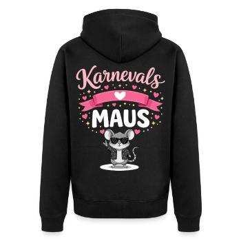 Karnevalsmaus Köln Damen Pink Alaaf Fasching - Unisex Premium Bio Zip Hoodie - Schwarz - Hinten - Nico (187cm)