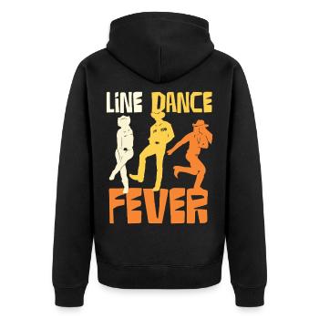 Line Dance Fever Silhouetten - Unisex Premium Bio Zip Hoodie - Schwarz - Hinten - Nico (187cm)