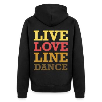 Live Love Line Dance - Unisex Premium Bio Zip Hoodie - Schwarz - Hinten - Nico (187cm)