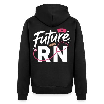 Future RN Stethoskop & Klinik - Unisex Premium Bio Zip Hoodie - Schwarz - Hinten - Nico (187cm)