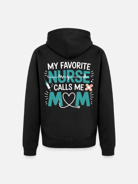 Krankenschwester Mama Herz Design - Unisex Premium Bio Zip Hoodie - Schwarz