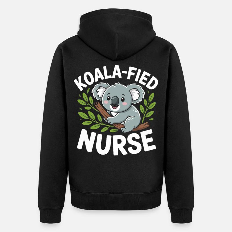 Koala-Krankenschwester im Baum - Unisex Premium Bio Zip Hoodie - Schwarz
