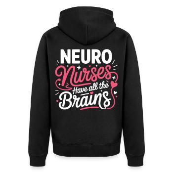NeuroNurse All Brains Design - Unisex Premium Organic Zip Hoodie - black - Back - Nico (187cm)
