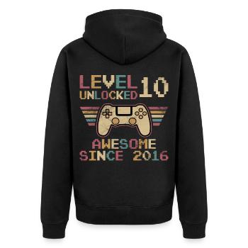 Niveau 10 Gamer Débloqué 10 Cadeau d’anniversaire - Veste à capuche bio Premium Unisexe - noir - Dos - Nico (187cm)