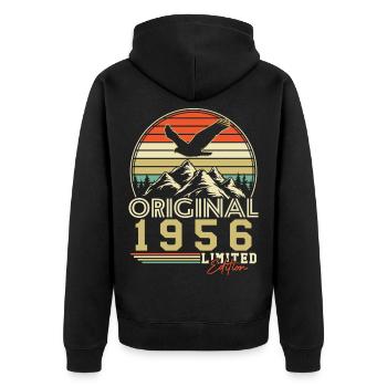 Cadeau rétro vintage original de 1956 - Veste à capuche bio Premium Unisexe - noir - Dos - Nico (187cm)