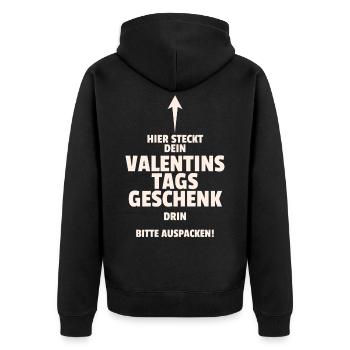 Here's your Valentine's Day gift. Unpack! - Unisex Premium Organic Zip Hoodie - black - Back - Nico (187cm)