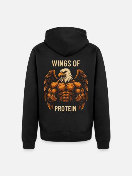Wings of the protein power eagle - Unisex Premium Organic Zip Hoodie - black
