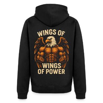 Eagle Power: Wings of Power - Unisex Premium Organic Zip Hoodie - black - Back - Nico (187cm)