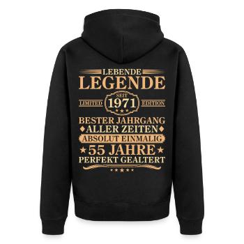 Anniversaire : né en 1971, 55 ans - Veste à capuche bio Premium Unisexe - noir - Dos - Nico (187cm)