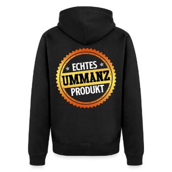 Ostsee ECHTES UMMANZ PRODUKT Lustiges - Unisex Premium Bio Zip Hoodie - Schwarz - Hinten - Nico (187cm)