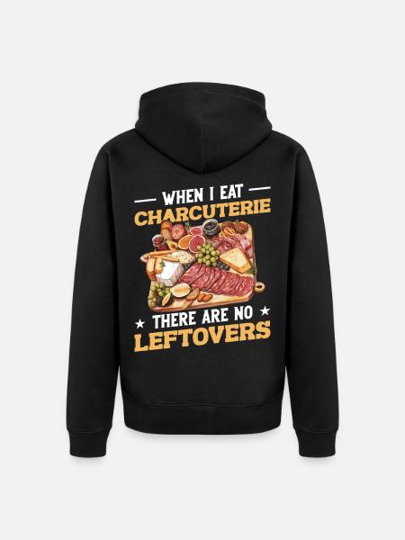Käseplattenfleisch mit Umschlag-Lebensmitteln - Unisex Premium Bio Zip Hoodie - Schwarz