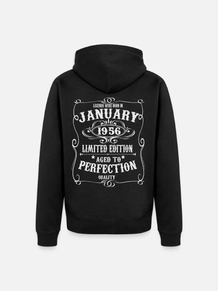 Legends-were-born-in-January-1956 - Unisex Premium Organic Zip Hoodie - black
