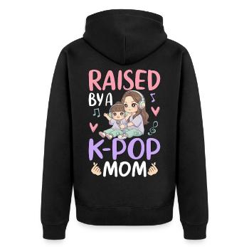 Élevée par une maman K-Pop - Veste à capuche bio Premium Unisexe - noir - Dos - Nico (187cm)