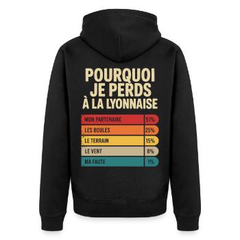 Why I lose in the long run - Unisex Premium Organic Zip Hoodie - black - Back - Nico (187cm)