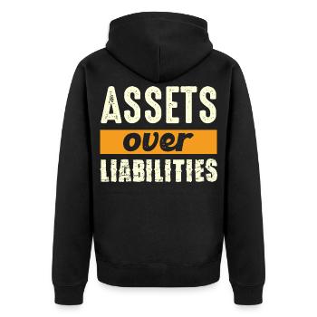 Assets over liabilities - Unisex Premium Organic Zip Hoodie - black - Back - Nico (187cm)