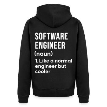 Software Engineer Saying Shirt - Unisex Premium Organic Zip Hoodie - black - Back - Nico (187cm)