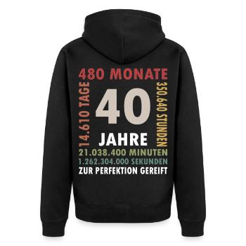 40 Jahre Vierzigster Geburtstag Geschenk - Unisex Premium Bio Zip Hoodie - Schwarz - Hinten - Nico (187cm)