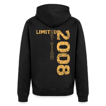 Limited Edition 2008 18. Geburtstag Geschenk - Unisex Premium Bio Zip Hoodie - Schwarz - Hinten - Nico (187cm)