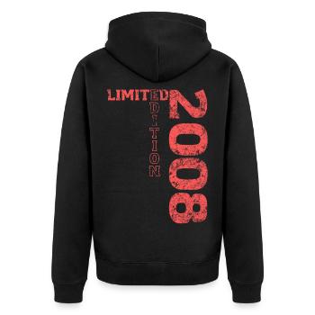 Limited Edition 2008 18. Geburtstag Geschenk - Unisex Premium Bio Zip Hoodie - Schwarz - Hinten - Nico (187cm)
