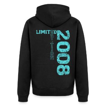 Limited Edition 2008 18th Birthday Gift - Unisex Premium Organic Zip Hoodie - black - Back - Nico (187cm)