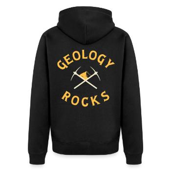 Geologie - Unisex Premium Bio Zip Hoodie - Schwarz - Hinten - Nico (187cm)