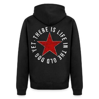 There Is Life In The Old Dog Yet Geburtstag  - Unisex Premium Bio Zip Hoodie - Schwarz - Hinten - Nico (187cm)