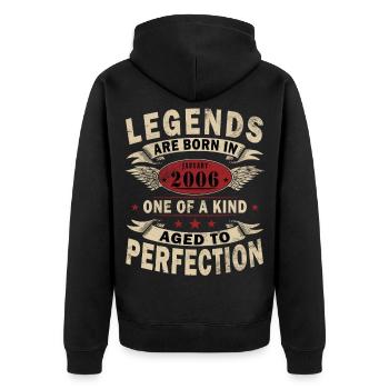 20th Birthday Vintage January Vintage 2006 - Unisex Premium Organic Zip Hoodie - black - Back - Nico (187cm)