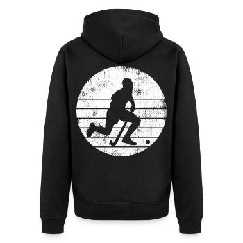 Hockeyspieler Skizze - Unisex Premium Bio Zip Hoodie - Schwarz - Hinten - Nico (187cm)