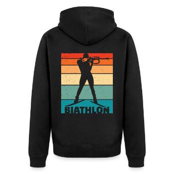Biathlon  - Unisex Premium Bio Zip Hoodie - Schwarz - Hinten - Nico (187cm)