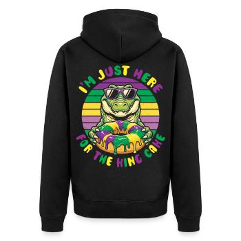 King Cake Mardi Gras Aligator - Unisex Premium Bio Zip Hoodie - Schwarz - Hinten - Nico (187cm)