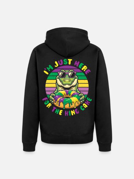 King Cake Mardi Gras Aligator - Unisex Premium Organic Zip Hoodie - black