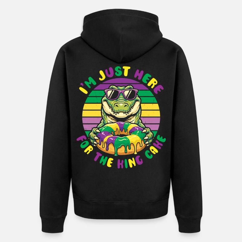 King Cake Mardi Gras Aligator - Unisex Premium Bio Zip Hoodie - Schwarz