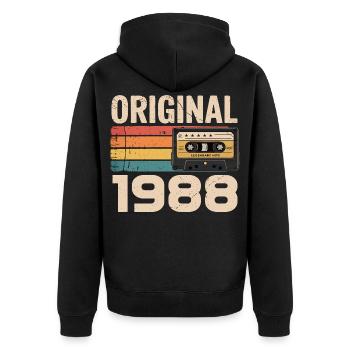 Originaler 1988er Retro-Geburtstag 1988 - Unisex Premium Bio Zip Hoodie - Schwarz - Hinten - Nico (187cm)