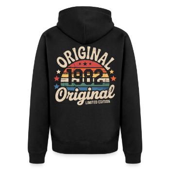 1982 Vintage Édition limitée Cadeau 1982 - Veste à capuche bio Premium Unisexe - noir - Dos - Nico (187cm)