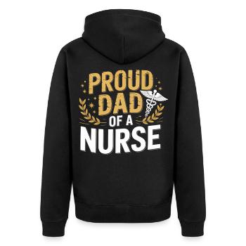 Stolzer Vater einer Pflegekraft - Unisex Premium Bio Zip Hoodie - Schwarz - Hinten - Nico (187cm)
