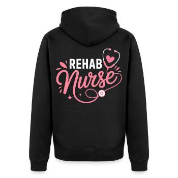 Reha Nurse Stethoskop-Design - Unisex Premium Bio Zip Hoodie - Schwarz - Hinten - Nico (187cm)