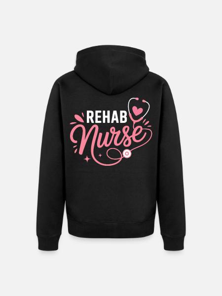 Rehab Nurse Stethoscope Design - Unisex Premium Organic Zip Hoodie - black