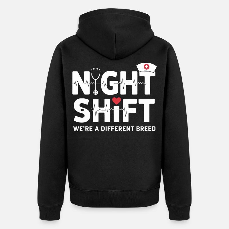 NachtSchicht Herzpfleger – Different Breed - Unisex Premium Bio Zip Hoodie - Schwarz