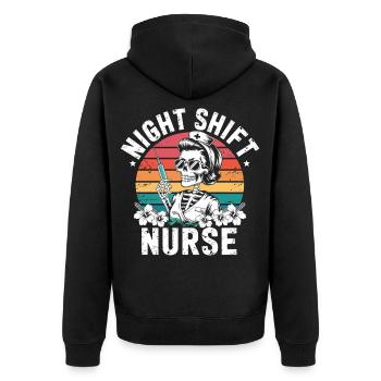 Infirmière de nuit rétro - Veste à capuche bio Premium Unisexe - noir - Dos - Nico (187cm)
