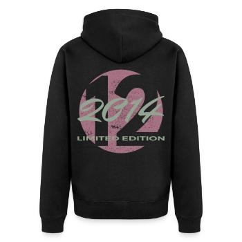 12th Birthday 2014 Boys and Girls Gift - Unisex Premium Organic Zip Hoodie - black - Back - Nico (187cm)