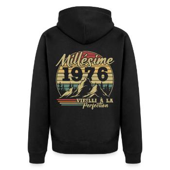 Millésime 1976 - Veste à capuche bio Premium Unisexe - noir - Dos - Nico (187cm)