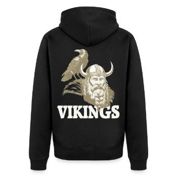 Viking Viking Legend Sailor Odin Raven Fighter - Unisex Premium Organic Zip Hoodie - black - Back - Nico (187cm)