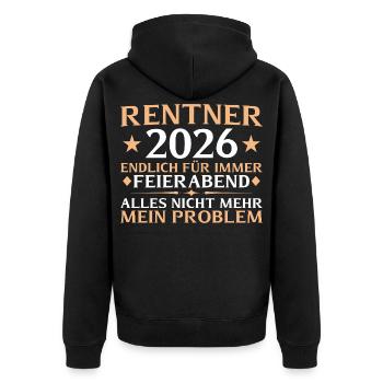 Renteneintritt 2026 Kollege Abschied Rente - Unisex Premium Bio Zip Hoodie - Schwarz - Hinten - Nico (187cm)