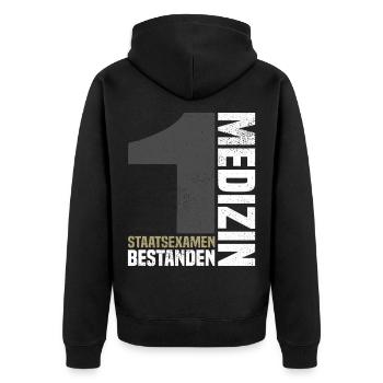 1. Staatsexamen Medizin - Unisex Premium Bio Zip Hoodie - Schwarz - Hinten - Nico (187cm)