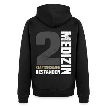 2. Staatsexamen Medizin - Unisex Premium Bio Zip Hoodie - Schwarz - Hinten - Nico (187cm)