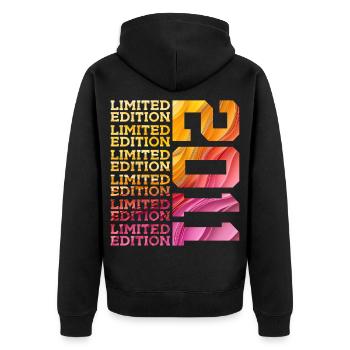 LIMITED EDITION 2011 15 JAHRE 15. GEBURTSTAG - Unisex Premium Bio Zip Hoodie - Schwarz - Hinten - Nico (187cm)