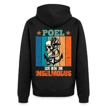 Baltic Sea Holiday POEL AM IM INSEL MODUS Lustig - Unisex Premium Organic Zip Hoodie - black - Back - Nico (187cm)