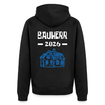 Cérémonie de déploiement du site de construction Häuslbauer du client 2026 - Veste à capuche bio Premium Unisexe - noir - Dos - Nico (187cm)